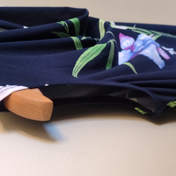 Womens S Tommy Bahama Tropical Dark Floral Cowl Neck Sleeveless Dress Small Palm - Picture 15 of 16